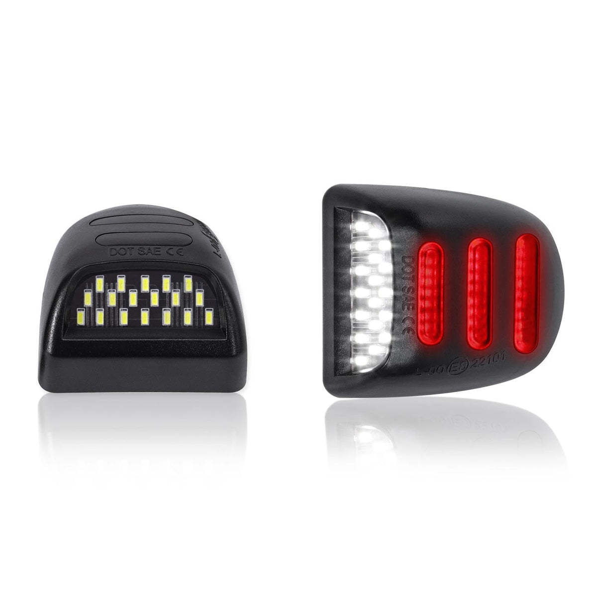 LED License Plate Lights Compatible with Chevy Silverado Gmc, 2 Pack Fits Silverado, Sierra, Suburban, Tahoe, Yukon and Escalade Models. 18-SMD 6500K LEDs, IP67 and Plug-and-Play