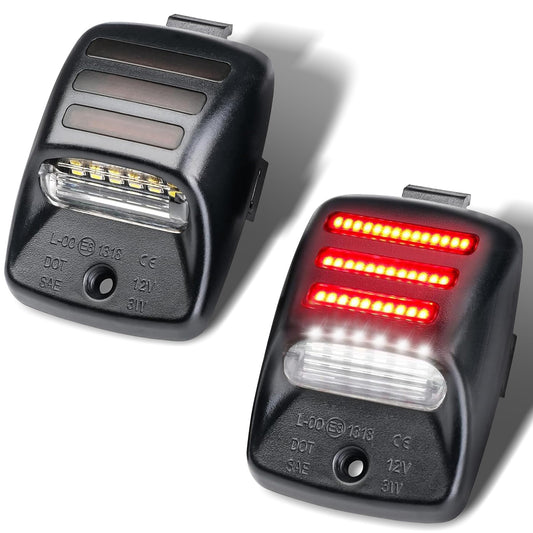 LED License Plate Lights Compatible with Toyota Tacoma Tundra Fits 2005-2015 Tacoma and 2000-2013 Tundra. Features 18-SMD 6500K White LEDs, Red OLED StrIPs, IP67 and Canbus