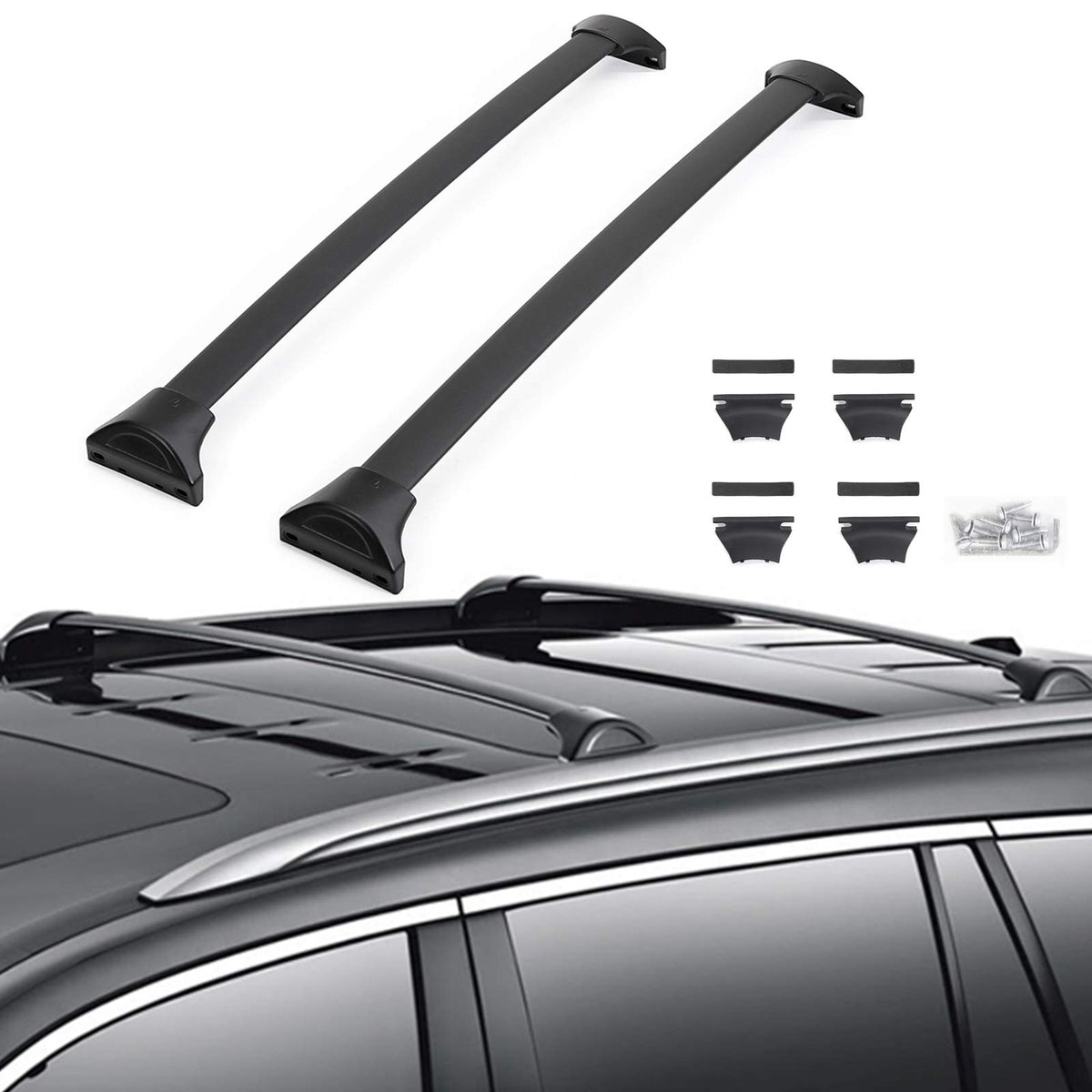 Roof Rack Cross Bars Compatible with Honda Pilot 2016-2022, 2Pcs Fits Honda Pilot 2016-2022 with Factory Raised Side Rails. Aluminum Cross Bars Hold up to 165 Lb for Cargo and Gear.