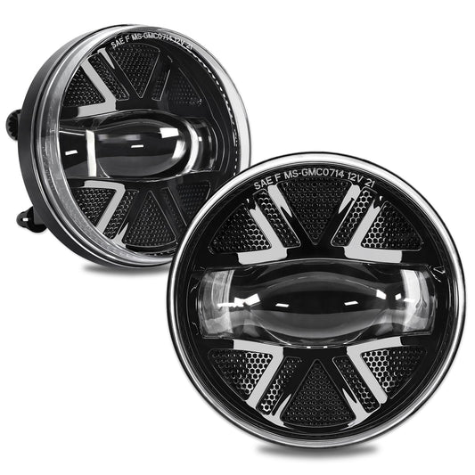 Haitzu LED Fog Lights Compatible with Gmc Sierra 2007-2013, Black, 2Pcs, Fits Sierra 1500, 2500Hd and 3500Hd; Not for Classic Models. IP67, 4800 Lm/Set, 6500K-7000K and 5202 Adapters.
