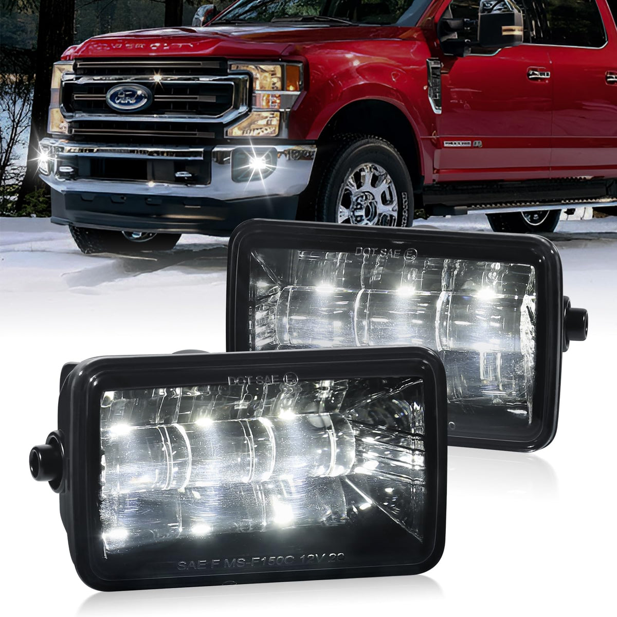LED Fog Lights Compatible with Ford F-150 F250 F350 F450 F550 Super Duty，36W Fits 2015-2020 F-150, 2017-2019 F-250/F-350/F-450/F-550. Pair Delivers 2400 Lm with IP67 Protection.