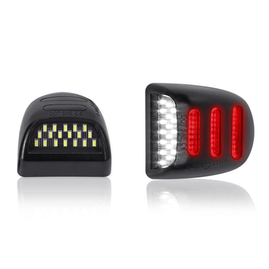 LED License Plate Lights Compatible with Chevy Silverado Gmc, 2 Pack Fits Silverado, Sierra, Suburban, Tahoe, Yukon and Escalade Models. 18-SMD 6500K LEDs, IP67 and Plug-and-Play