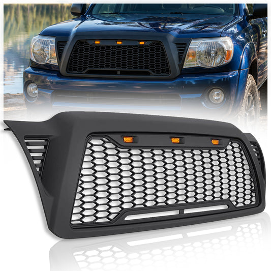 Mesh Front Grill Compatible with Toyota Tacoma 2005-2011 with LEDs Fits toyota Tacoma 2005-2011. Matte Black Abs Grill Has 3 Amber LEDs and Harness; Not for Tss-EquIPped Trucks.